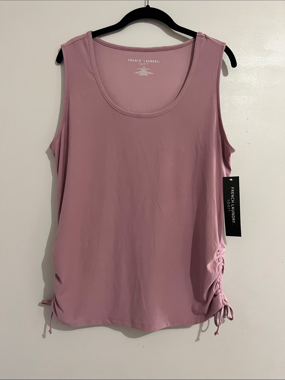 French Laundry Dusty Rose Ruched Side Tank Top - Women's New athletic fitted